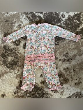 Magnetic Me Pink Floral Ruffle Romper